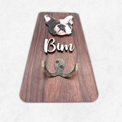 Handcraft 2 Layers Wooden Leash Holder Key Hanger Personalized, Custom Pet Face, Unique Gift For Pet Parents