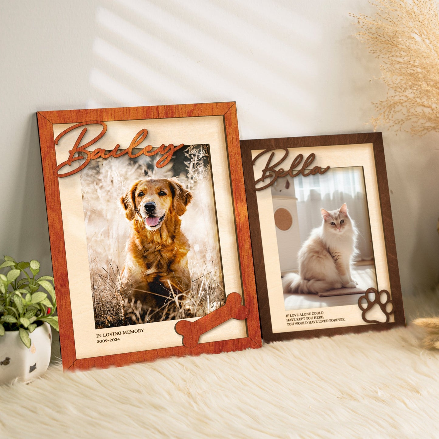 Personalized Wooden Pet Photo Frame, Custom Pet Name Picture Frame, Gifts for Pet Lovers