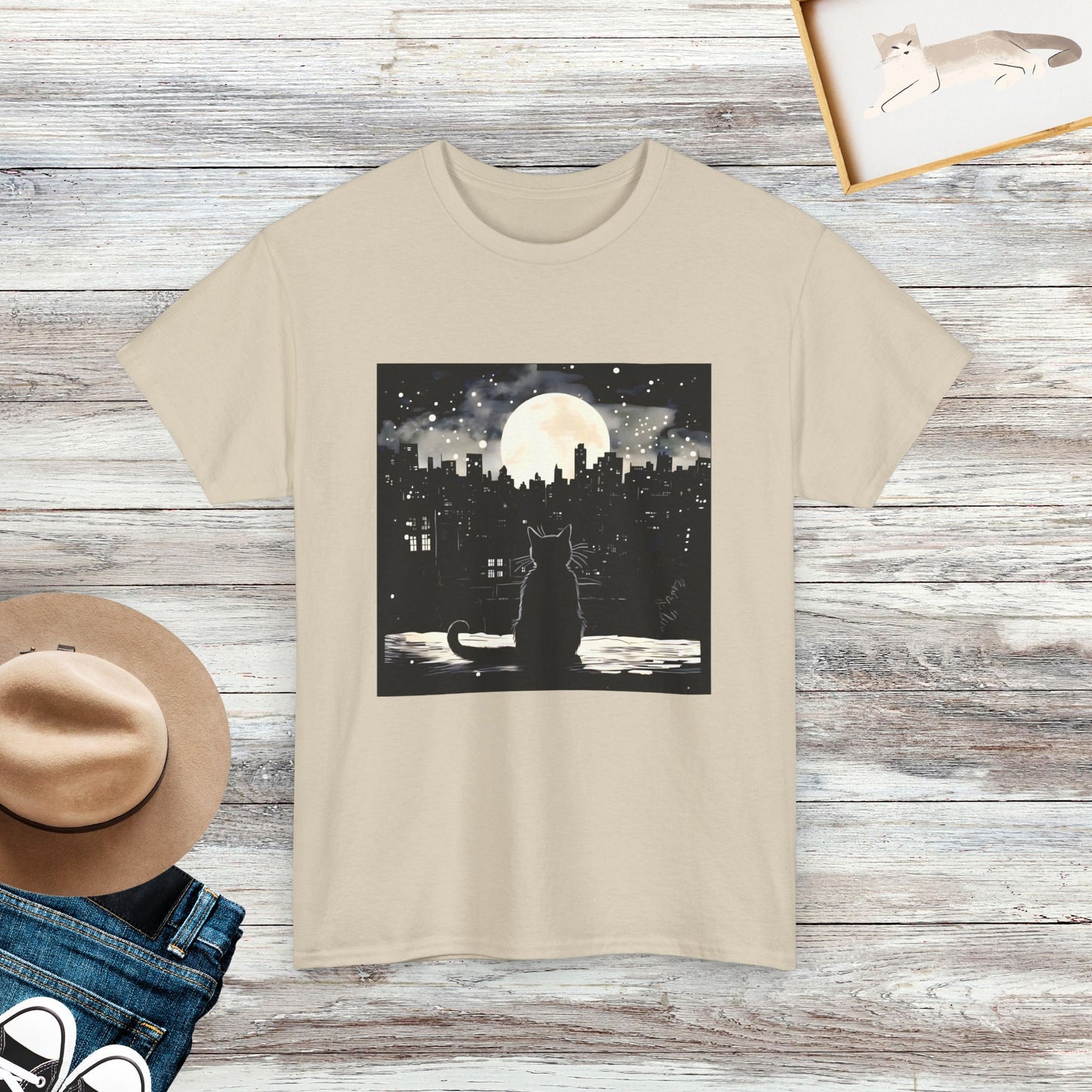 Cat Moon Shirt, Black Cat Shirt, Cat Lover Gifts