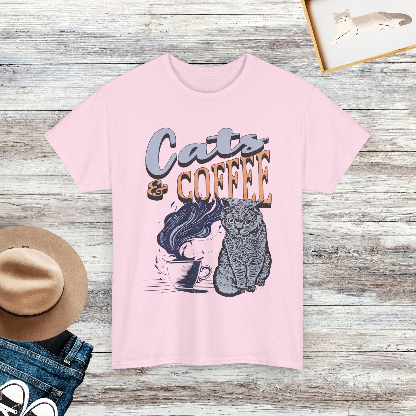 Cats And Coffee Shirt, Coffee Lover Shirt, Cat Lover Shirt, Retro Coffee Cat Shirt