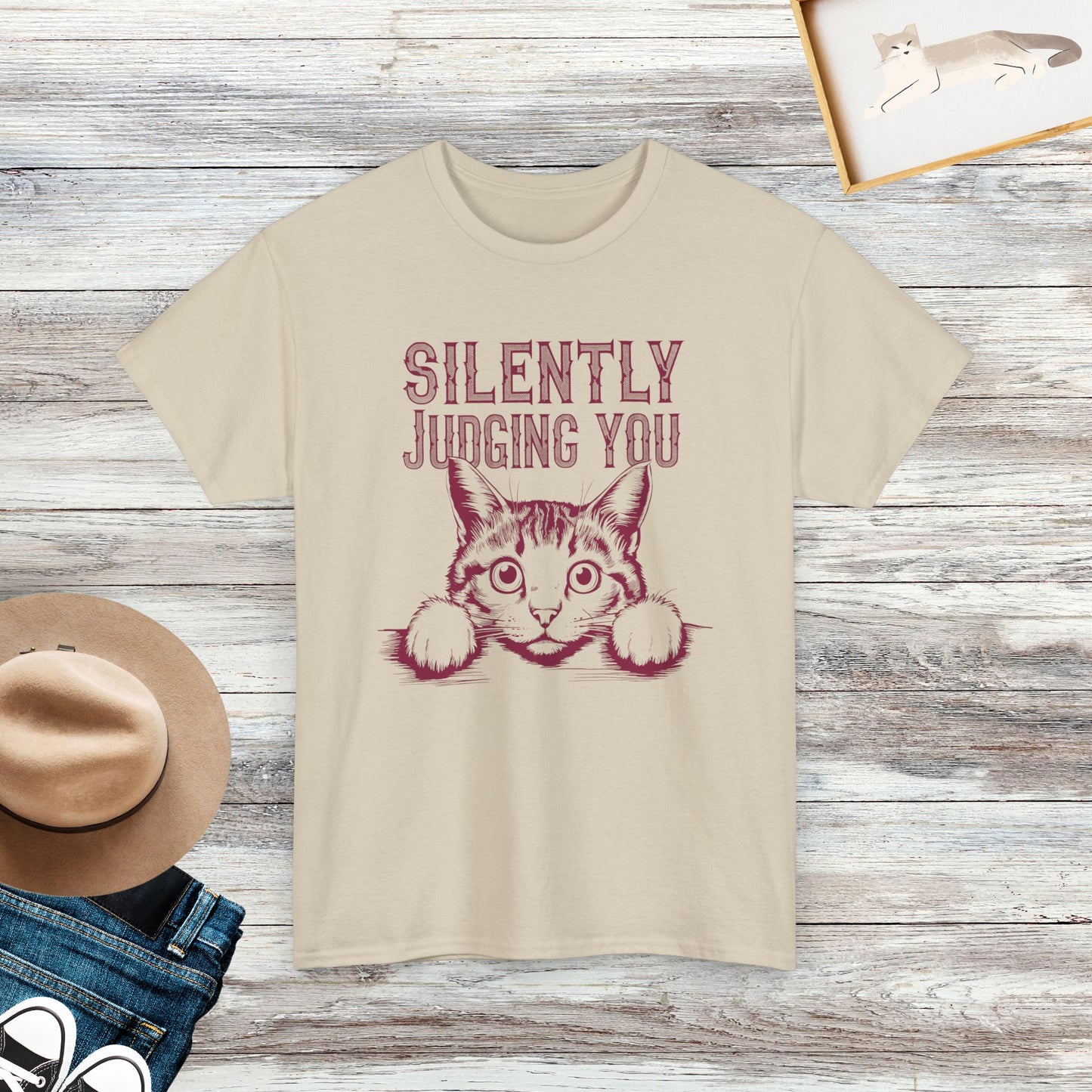 Silently Judging You T-Shirt, Cat Lover Tee, Humorous Cat Gift, Cat Meme Shirt