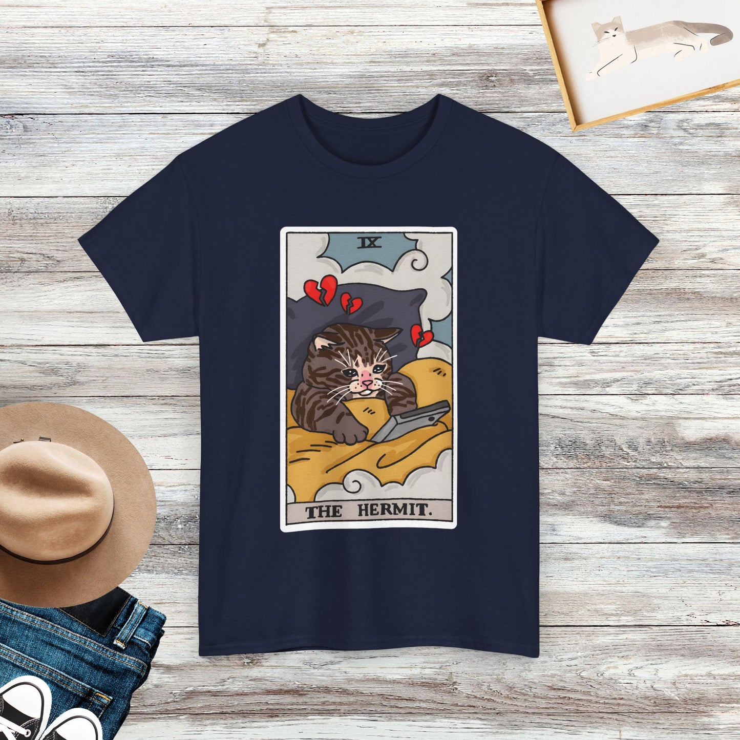 The Hermit Tarot Cat Shirt, Tarot Card Shirt, Crying Cat Meme Shirt, Gift For Cat Lovers