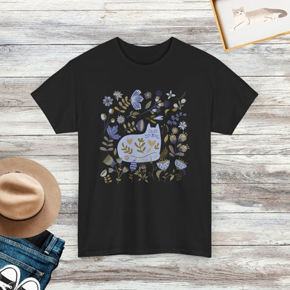 Scandi Cat T-Shirt, Floral Shirt, Cute Cat Shirt, Gift for Cat Lover