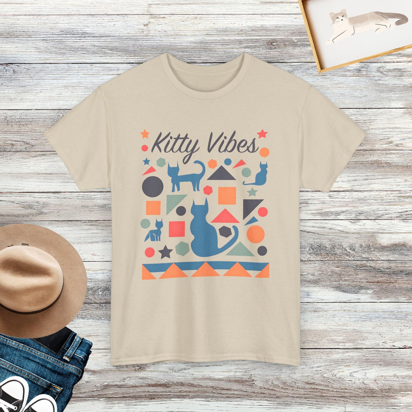 Kitty Vibes T-Shirt, Minimalist Cat Tee, Gift For Cat Lover