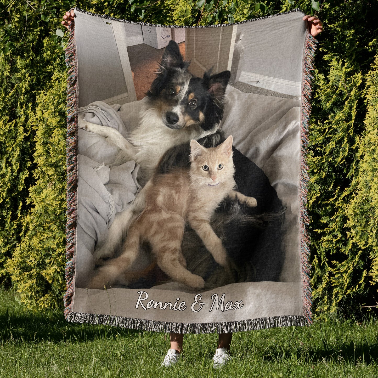 Custom Pet Fringe Blanket, Custom Pet Photo And Name, Gift For Pet Lovers, Personalized Fringe Blanket