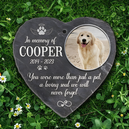 Personalized Heart Shaped Pet Memorial Stone, Custom Pet Memorial Garden Slate, Sympathy Gift for Loss of Dog