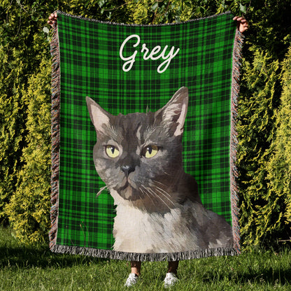 Custom Pet Plaid Fringe Blanket, Custom Pet Photo And Name, Gift For Pet Lovers, Personalized Fringe Blanket