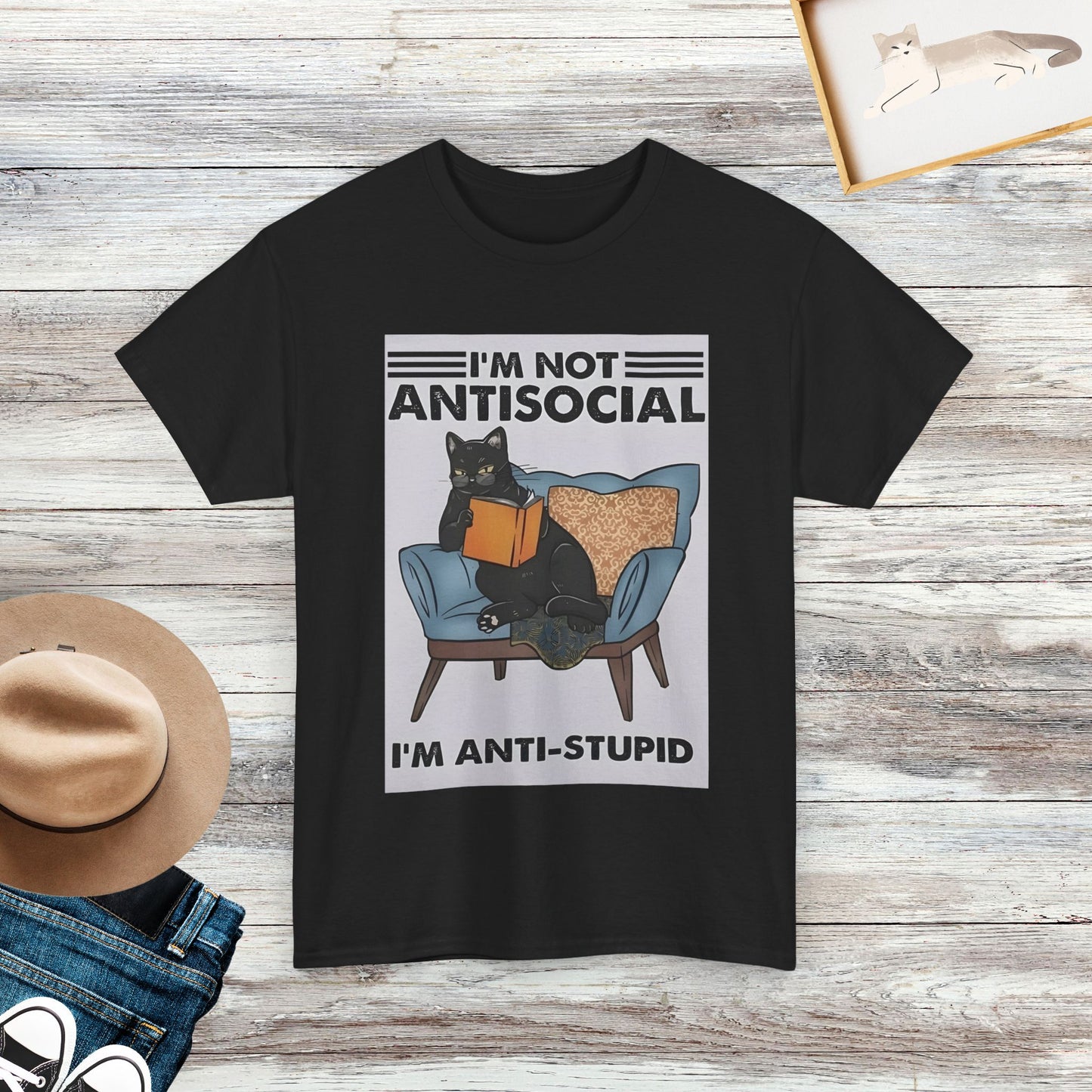 I'm Not Antisocial, I'm Anti-Stupid T-Shirt, Funny Cat Shirt, Cat Lover Gift