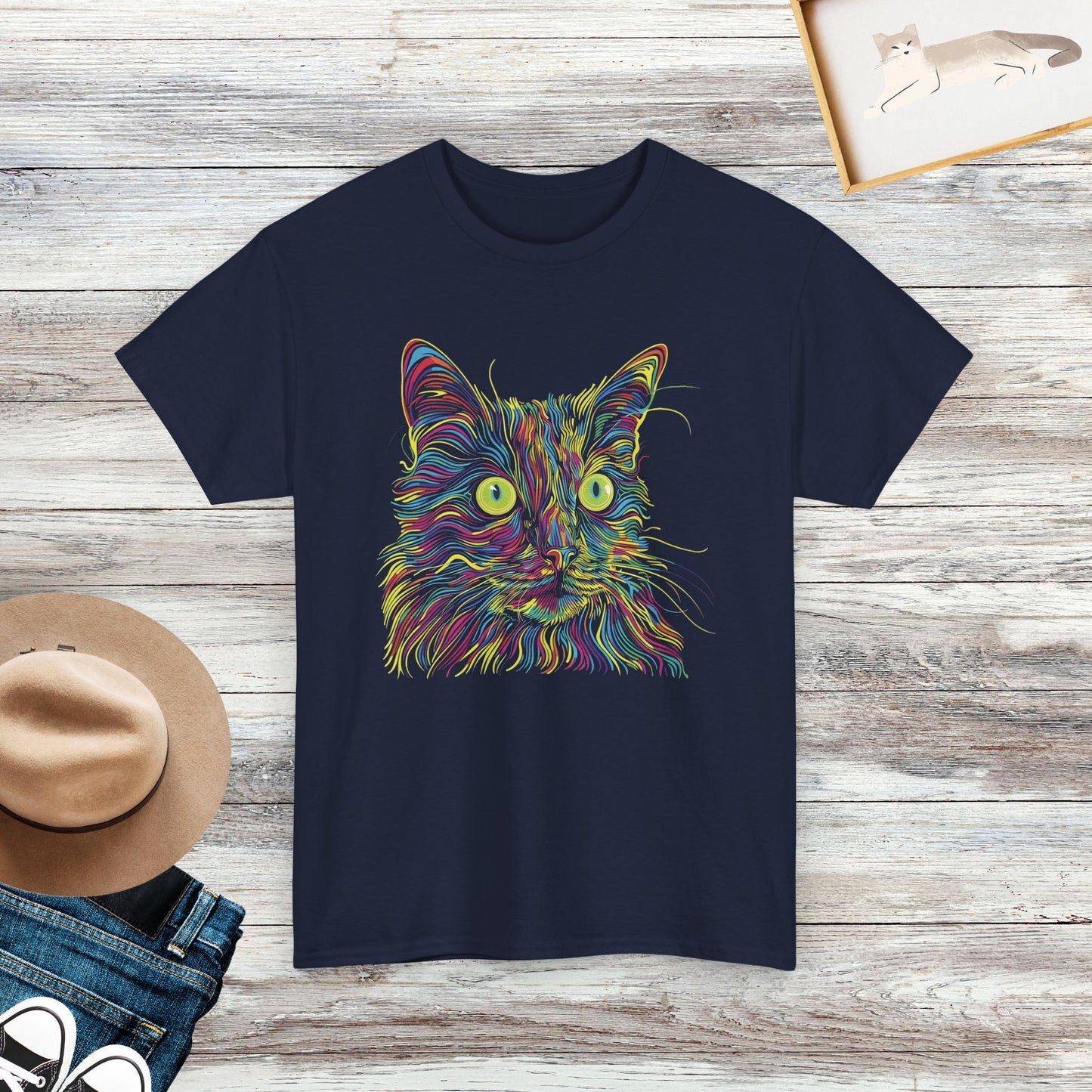 Psychedelic Cat Shirt, Cat Lovers T-Shirt, Colorful Cat Shirt