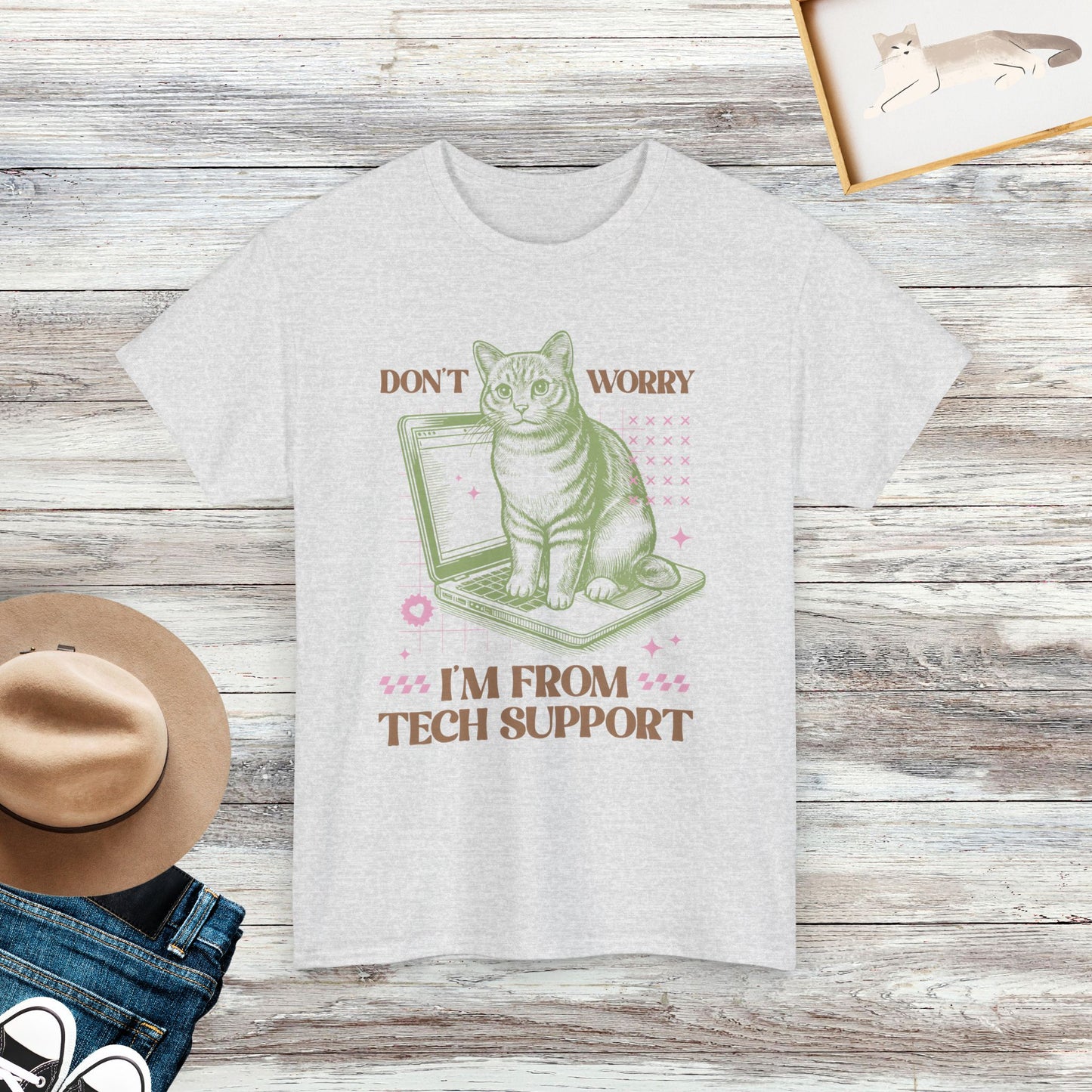 Don't Worry I'm From Tech Support Funny Cat Shirt, Cool Cat Shirt, Gift Cat Mom