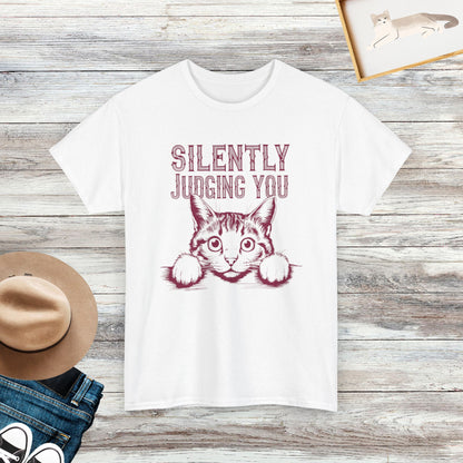 Silently Judging You T-Shirt, Cat Lover Tee, Humorous Cat Gift, Cat Meme Shirt