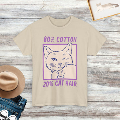 80% Cotton, 20% Cat Hair Funny Cat T-Shirt, Cat Lover Gift, Cute Cat Shirt