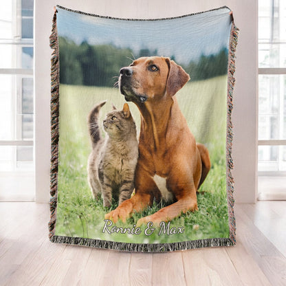 Custom Pet Fringe Blanket, Custom Pet Photo And Name, Gift For Pet Lovers, Personalized Fringe Blanket