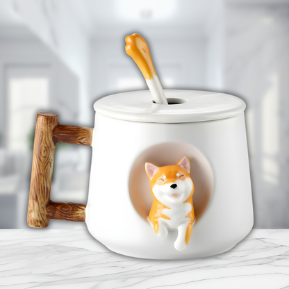 Dog Creative Ceramic Mug 14oz, Shiba Inu Ceramic Mug, Gift For Dog Lover