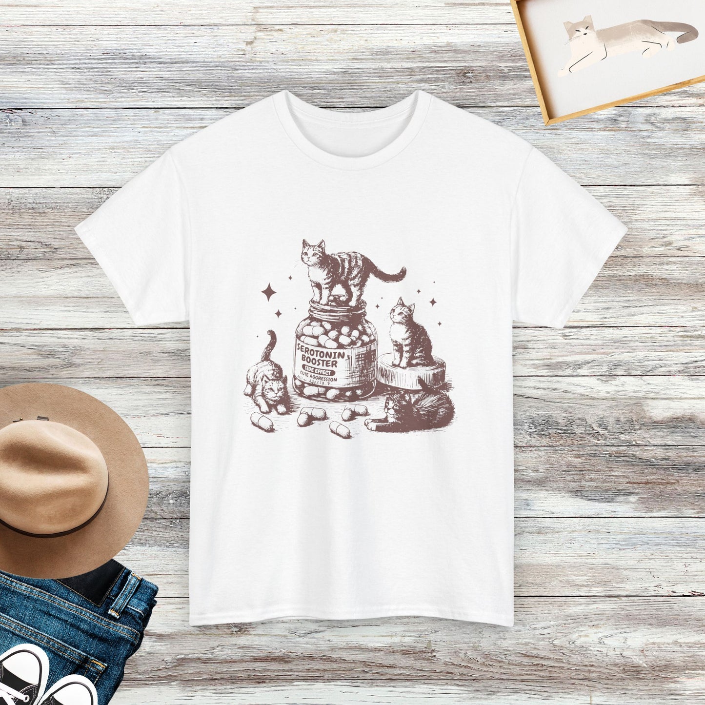 Serotonin Booster Vintage Cat T-Shirt, Funny Retro Cat T-shirt