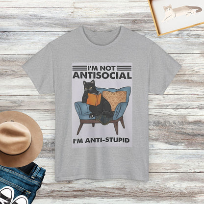 I'm Not Antisocial, I'm Anti-Stupid T-Shirt, Funny Cat Shirt, Cat Lover Gift