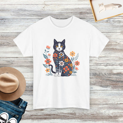 Floral Cat T-shirt, Cat Mom Shirt, Purr Shirt, Cat Lover Gifts