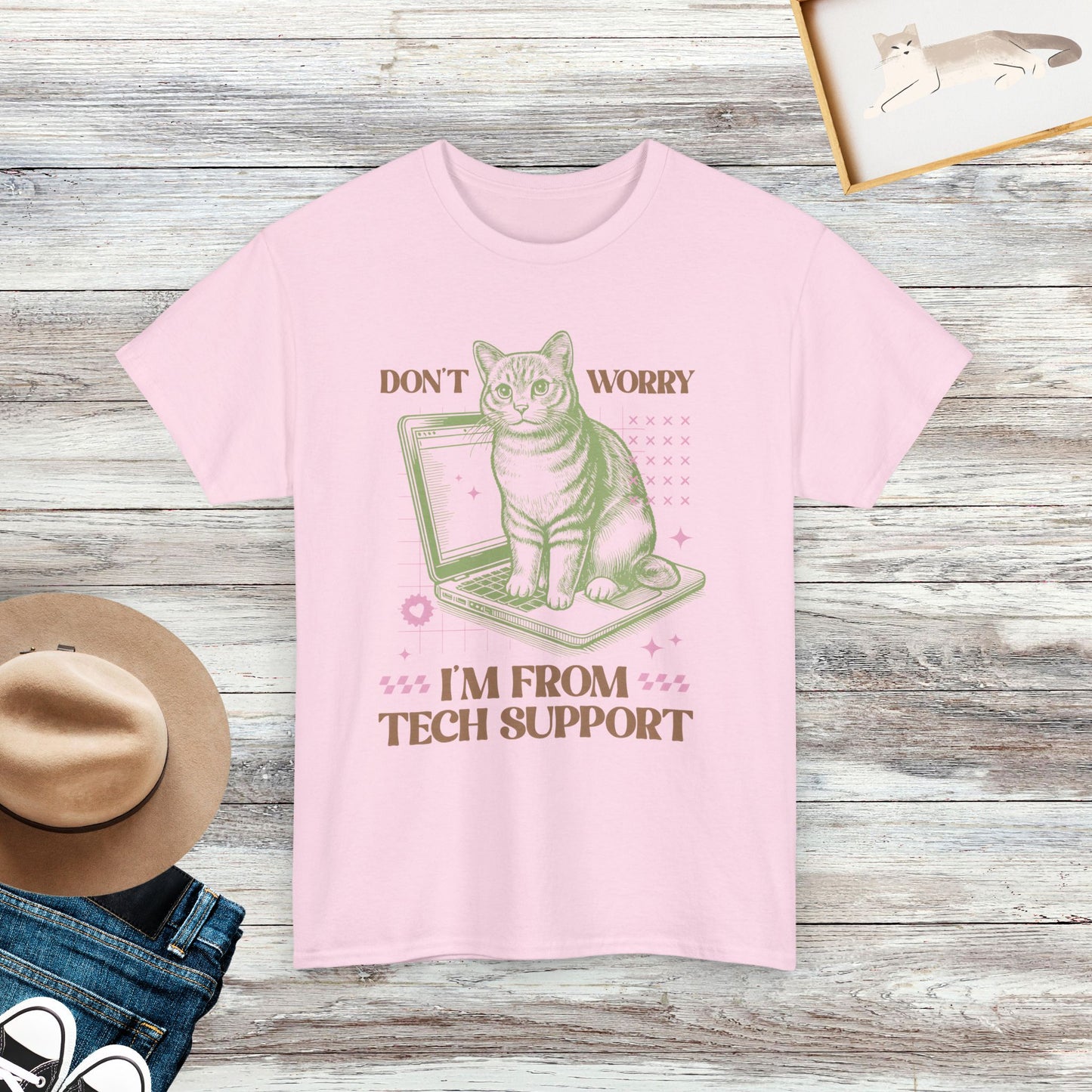 Don't Worry I'm From Tech Support Funny Cat Shirt, Cool Cat Shirt, Gift Cat Mom