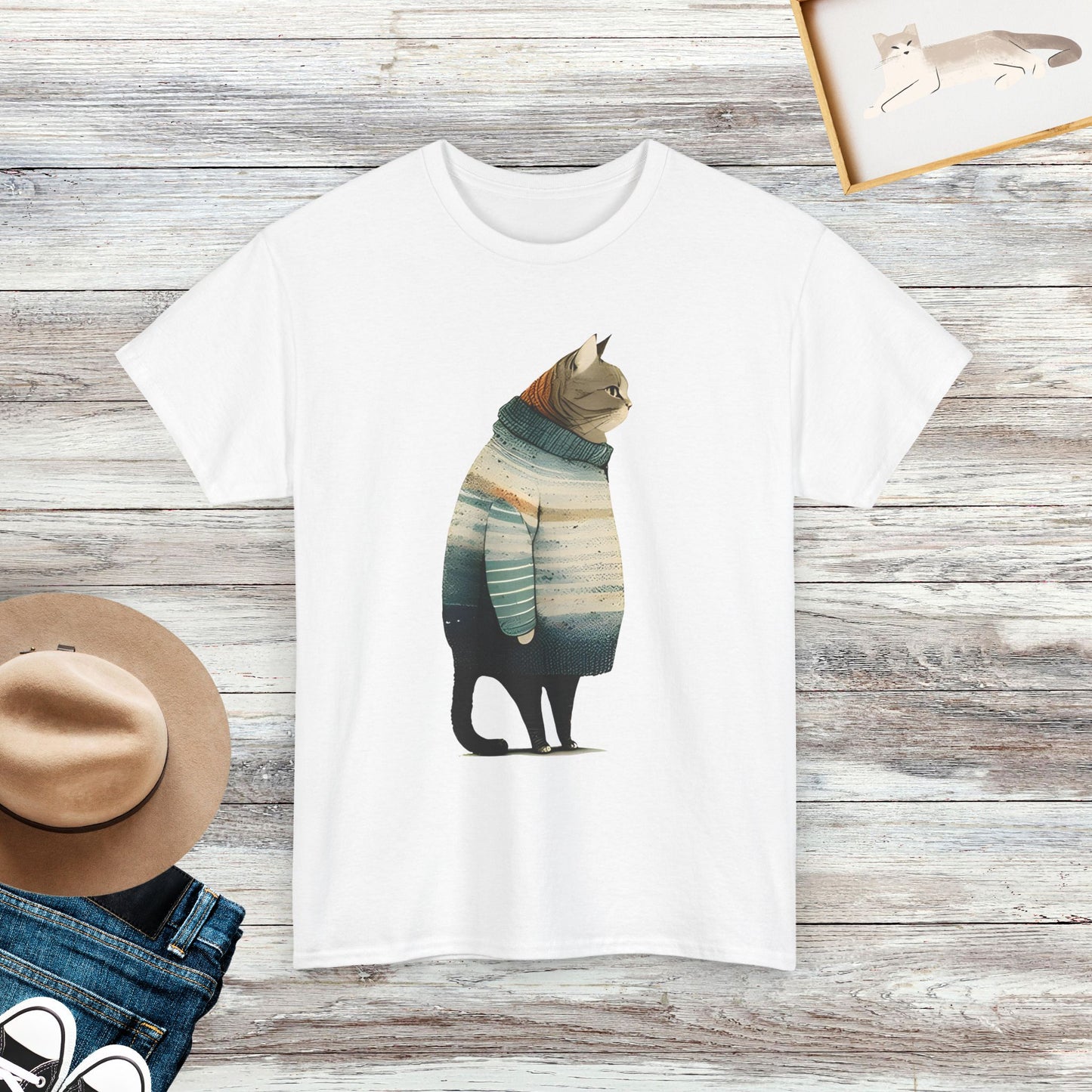 Fat Gray Cat Shirt, Winter Cat Shirt, Cat Lover Gift