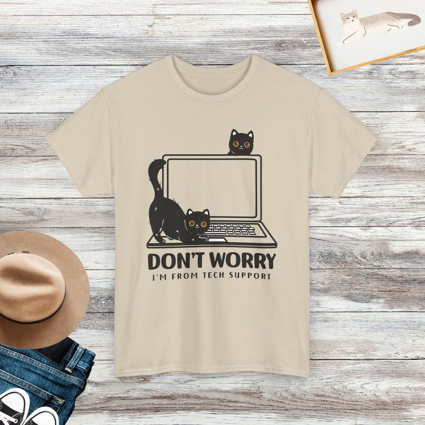 Don't Worry I'm From Tech Support Cat Shirt, Funny Cat Shirt, Cat Lover Tee