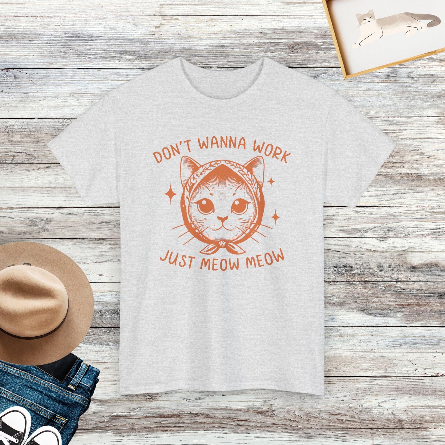 Don't Want to Wok Just Meow Meow T-Shirt, Cute Cat Shirt, Cat Lover Gift