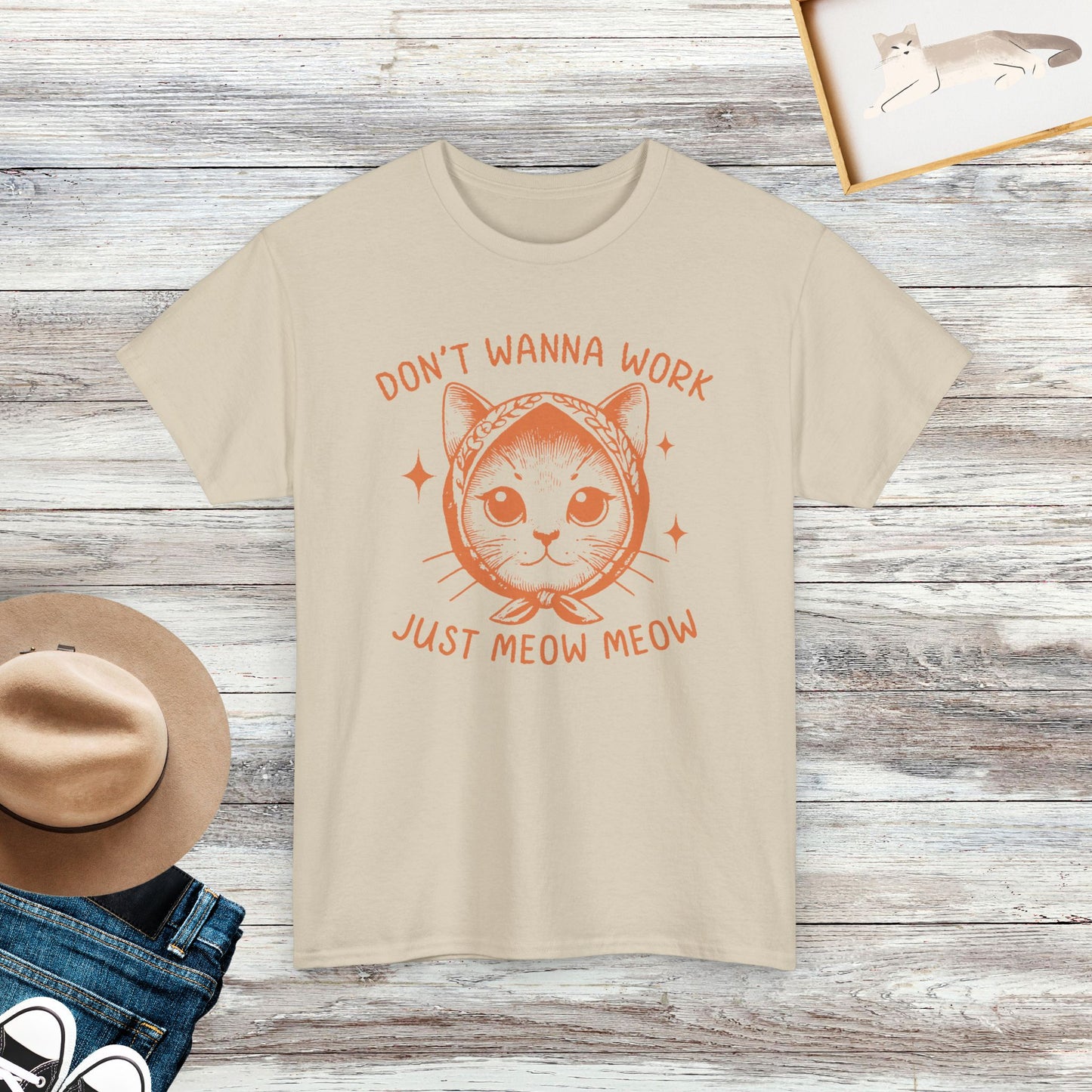 Don't Want to Wok Just Meow Meow T-Shirt, Cute Cat Shirt, Cat Lover Gift