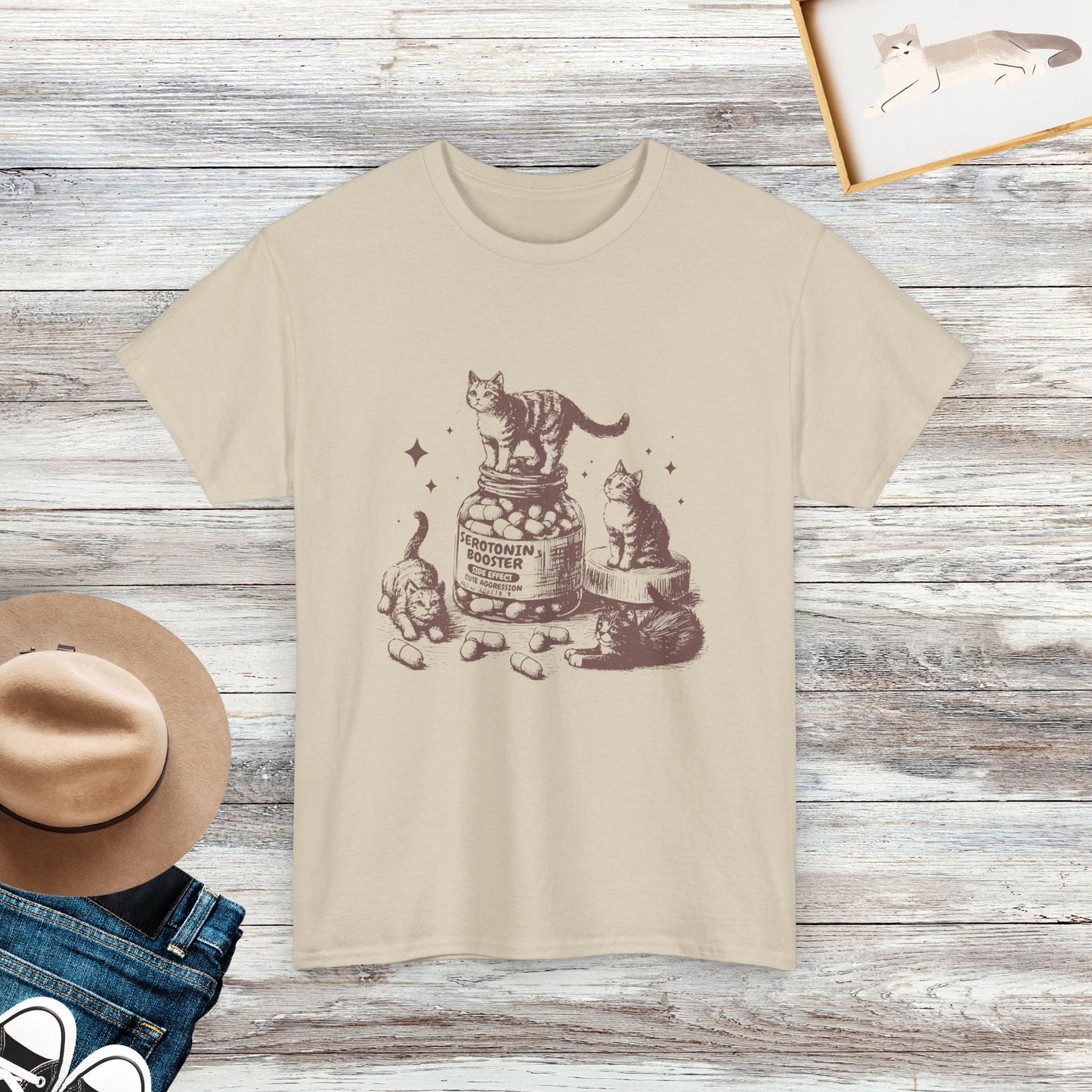 Serotonin Booster Vintage Cat T-Shirt, Funny Retro Cat T-shirt