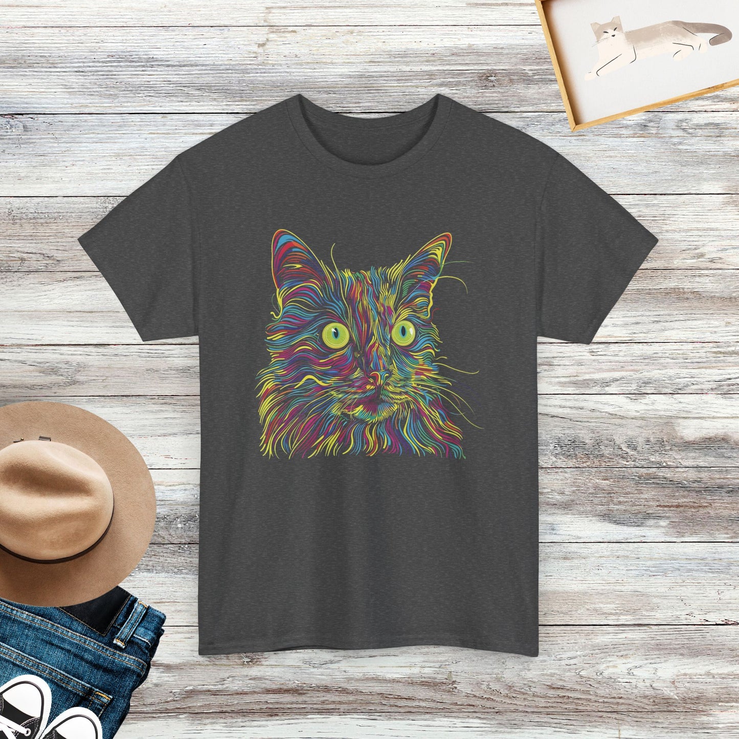 Psychedelic Cat Shirt, Cat Lovers T-Shirt, Colorful Cat Shirt