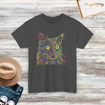 Psychedelic Cat Shirt, Cat Lovers T-Shirt, Colorful Cat Shirt