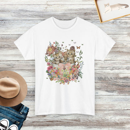 Three Cat Shirt, Floral And Cat Shirt, Funny Cat Shirt, Cat Lover Gift