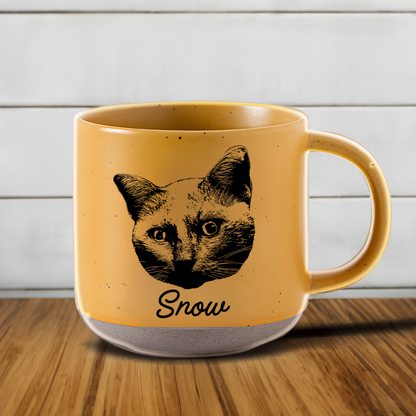 Personalized Pet Sketch Pottery Mug 11.8oz, Custom Pet Photo And Name, Gift For Pet Owners