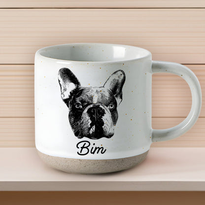 Personalized Pet Sketch Pottery Mug 11.8oz, Custom Pet Photo And Name, Gift For Pet Owners