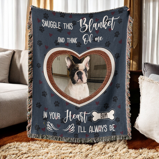 Personalized Pet Photo Heart Fringe Blanket, Custom Pet Photo And Name, Gift For Pet Owner