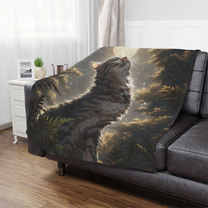 Cute Cat Under the Moonlight Blanket, Cat Lover Gift