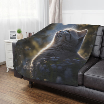 British Shorthair Cat In The Night Sky Moonlight Blanket, Cat Lover Gift