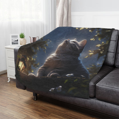 British Shorthair Cat In The Sky Moonlight Blanket, Cat Lover Gift