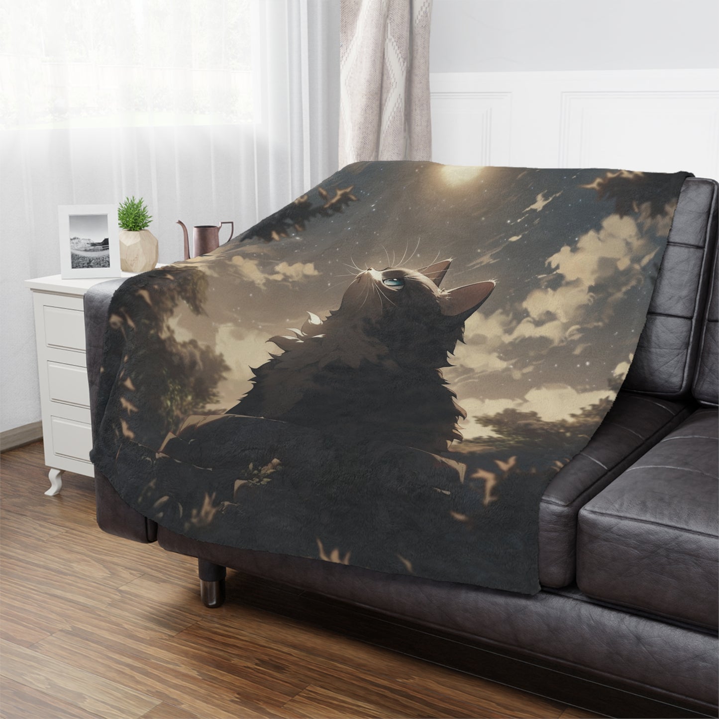 Persian Cat Sitting In The Sky Moonlight Blanket, Cat Lover Gift