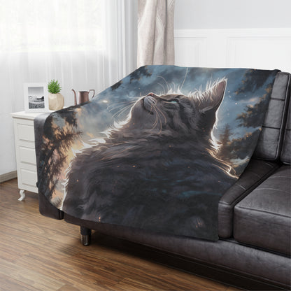 Persian Cat In The Sky Moonlight Blanket, Cat Lover Gift