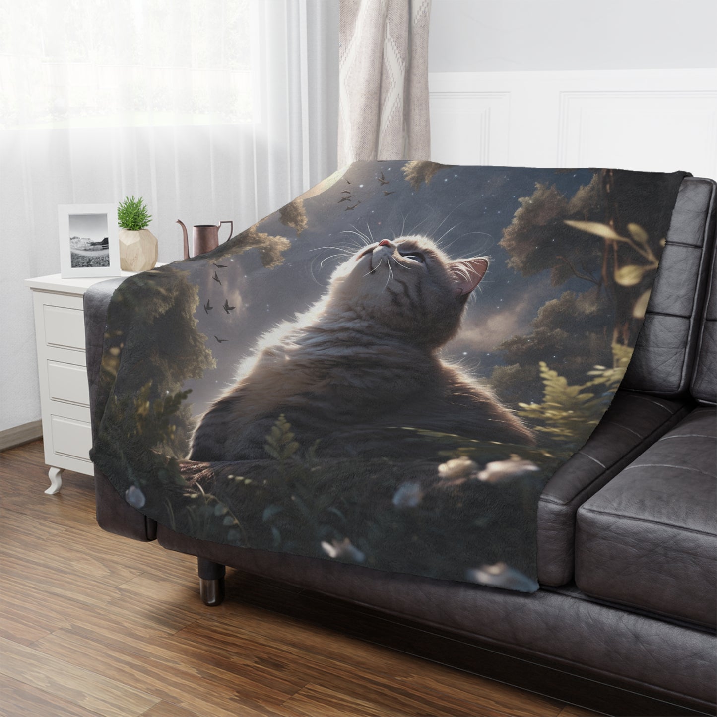 Scottish Fold Cat Sitting In The Sky Moonlight Blanket, Cat Lover Gift