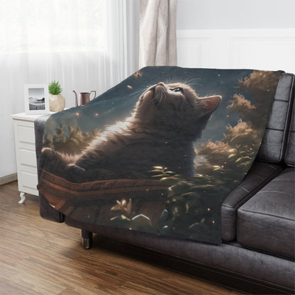 Scottish Fold Cat In The Sky Moonlight Blanket, Cat Lover Gift