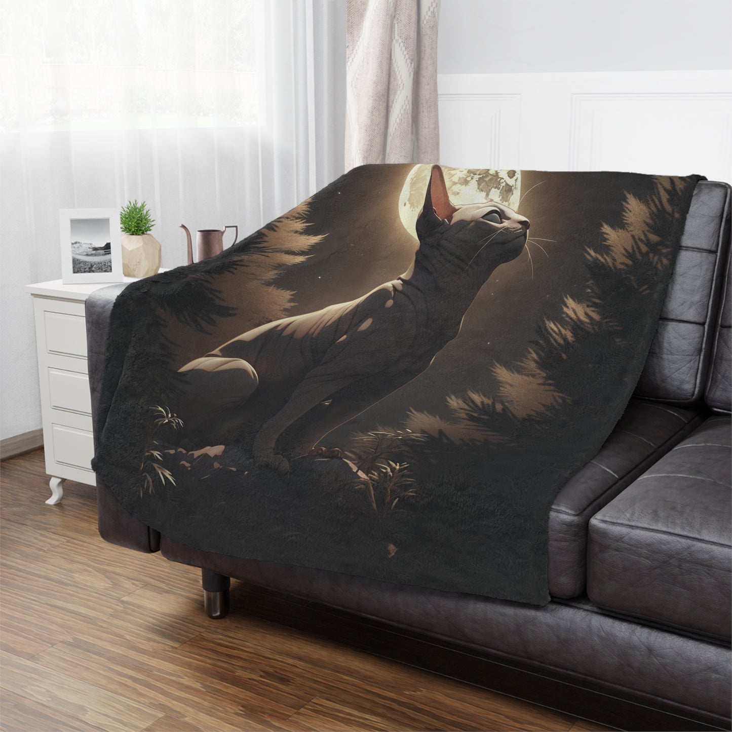 Sphynx Cat Sitting In The Sky Moonlight Blanket, Cat Lover Gift