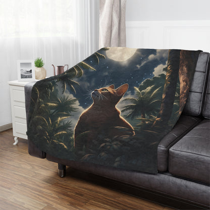 Cat In The Night Sky Moonlight Blanket, Cat Lover Gift