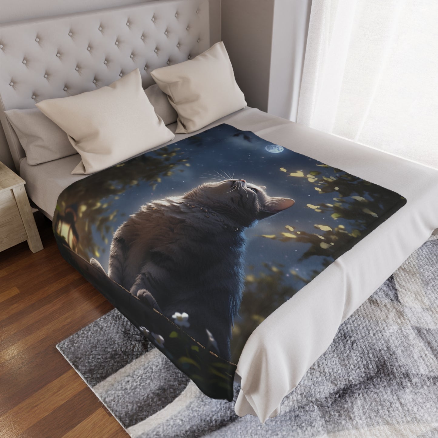 British Shorthair Cat In The Sky Moonlight Blanket, Cat Lover Gift