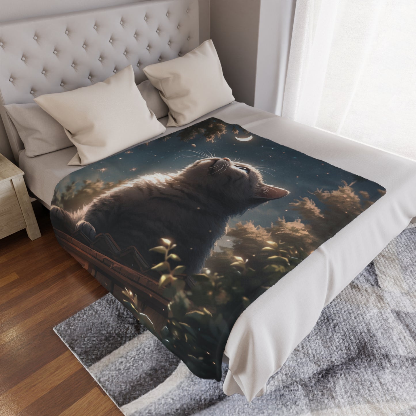 Scottish Fold Cat In The Sky Moonlight Blanket, Cat Lover Gift