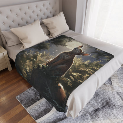 Abyssinian Cat In The Night Sky Moonlight Blanket, Cat Lover Gift