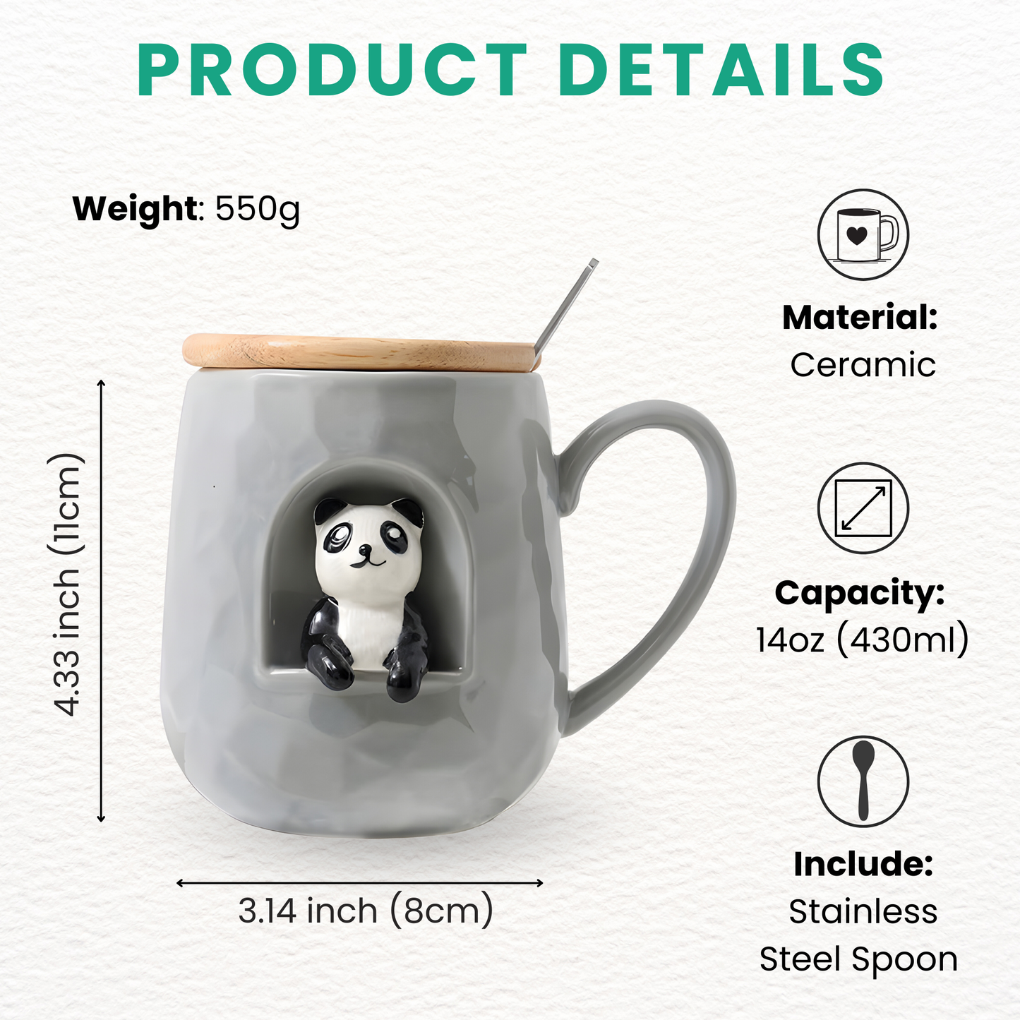 Cute Ceramic Mug, 3D Animal Ceramic Mug, Gift For Animal Lover