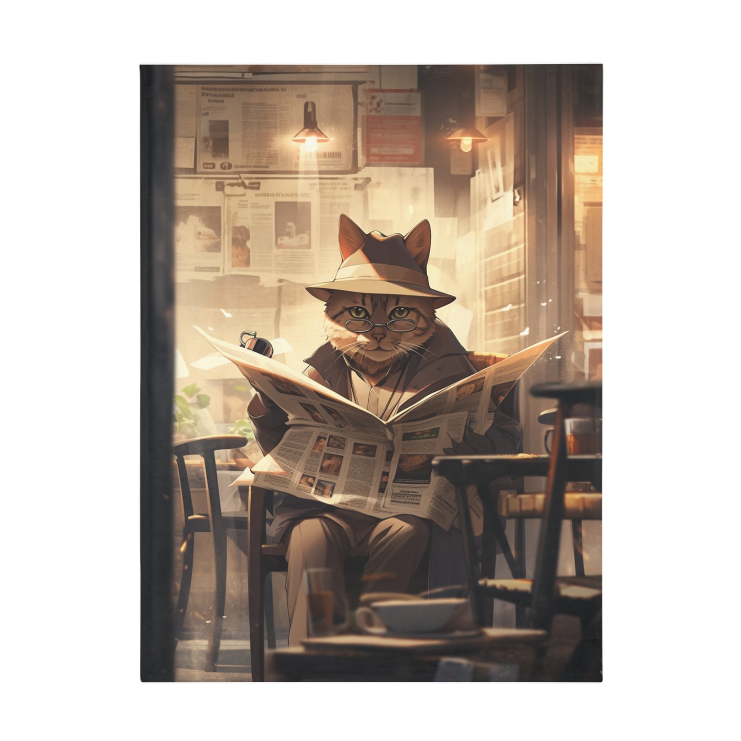 Abyssinian Cat in Vintage Cowboy Attire Reading a Newspaper Blanket, Cat Lover Gift