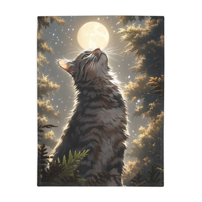 Cute Cat Under the Moonlight Blanket, Cat Lover Gift