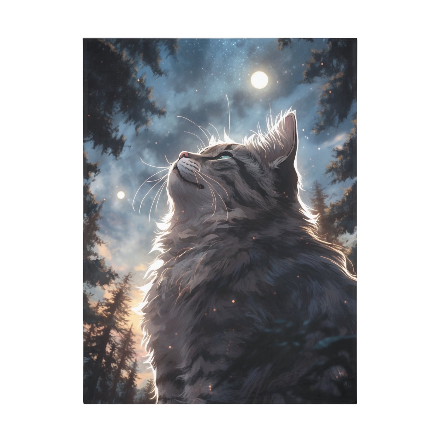 Persian Cat In The Sky Moonlight Blanket, Cat Lover Gift