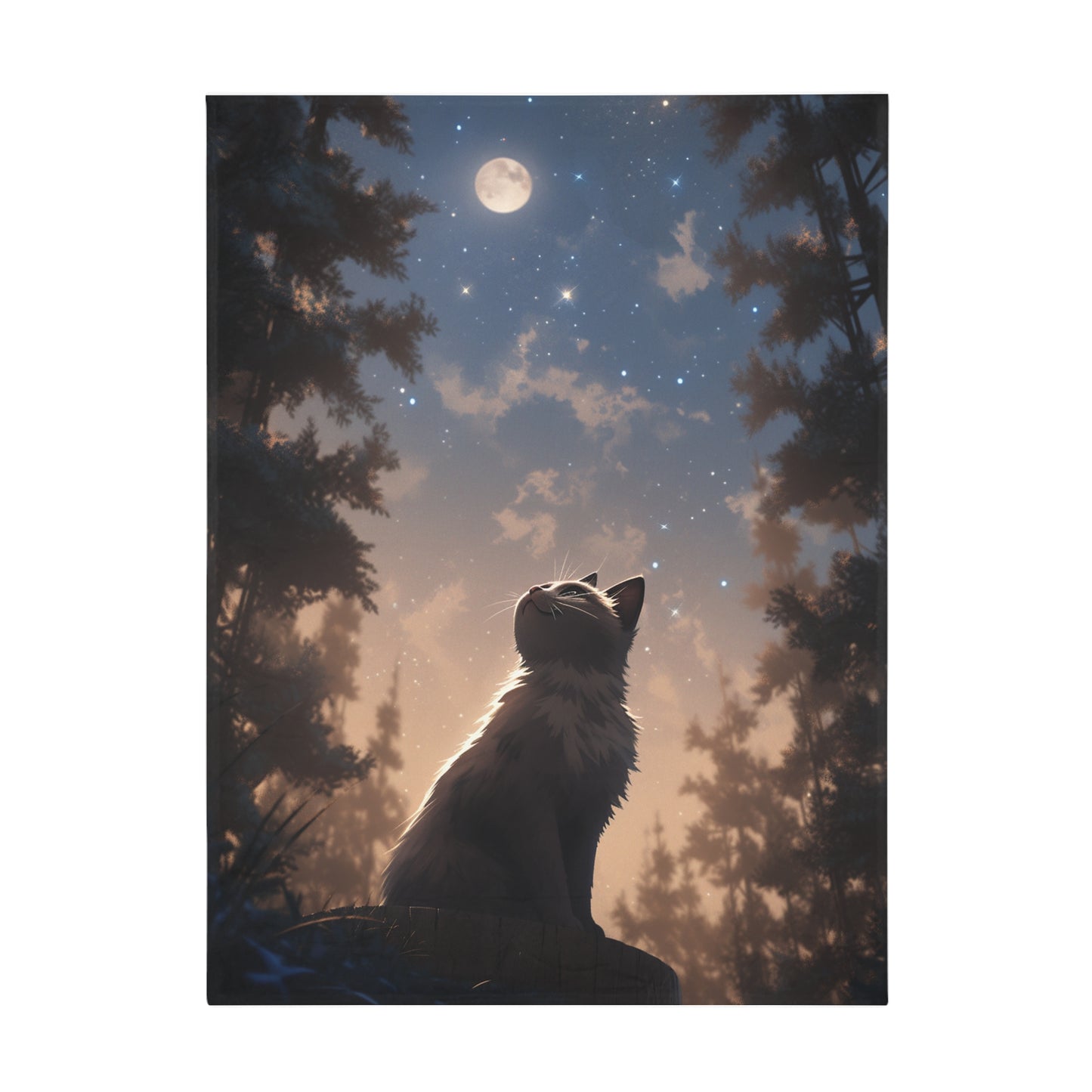 Siamese Cat Sitting In The Sky Moonlight Blanket, Cat Lover Gift